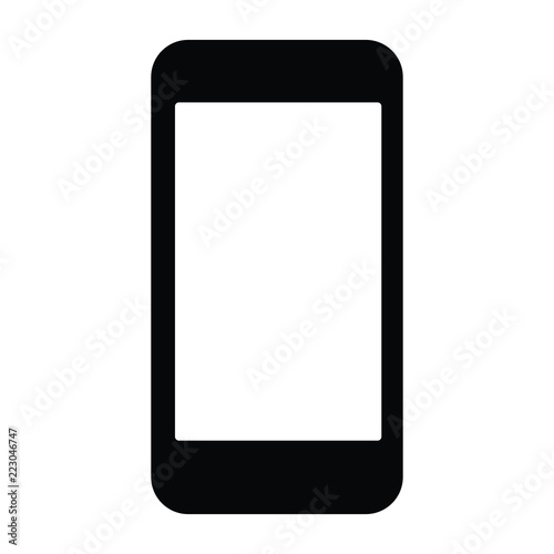 A black and white silhouette of a smart-phone