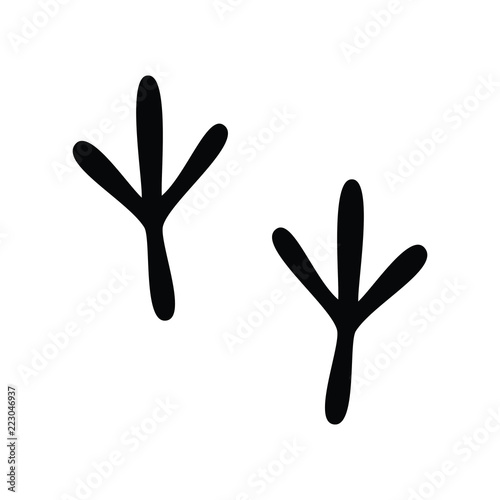 A black and white silhouette of a bird print