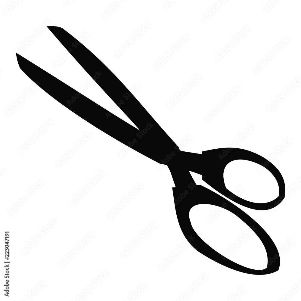 A black and white silhouette of a pair of scissors A black and white silhouette of a pair of scissors