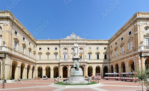 Giacomo Leopardi square in the Recanati city - Italy photo
