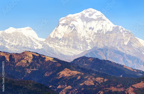 Fototapeta Naklejka Na Ścianę i Meble -  Mount Dhaulagiri, Nepal himalayas mountains