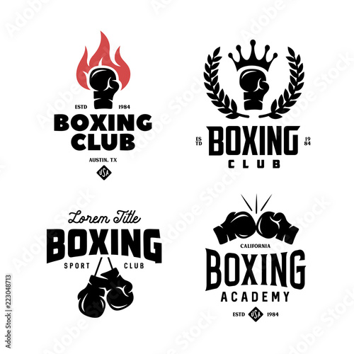 Boxing club labels set. Vector vintage illustration. photo
