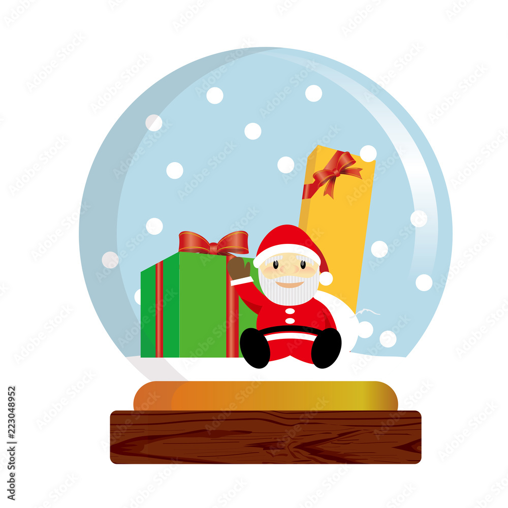 スノードームのイラスト サンタクロースとプレゼント Snow Dome Globe Stock Vector Adobe Stock