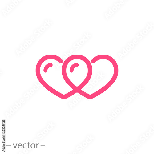infinity of hearts icon, linear sign isolated on white background - editable vector illustration eps10