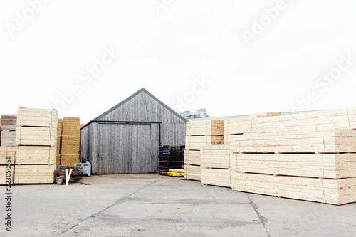 Stacked wood stored at sawmill for biomass fuel © Richard Johnson