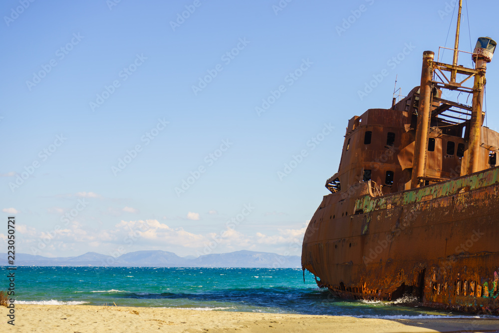 Fototapeta premium The famous shipwreck near Gythio Greece