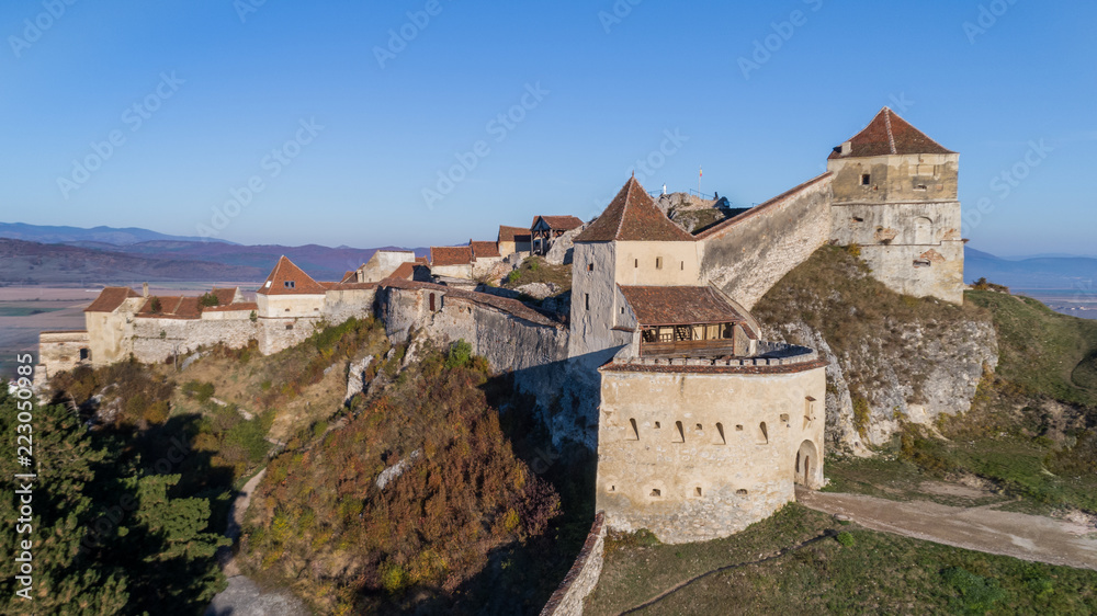 aerial view of Rasnov Fortress Romania