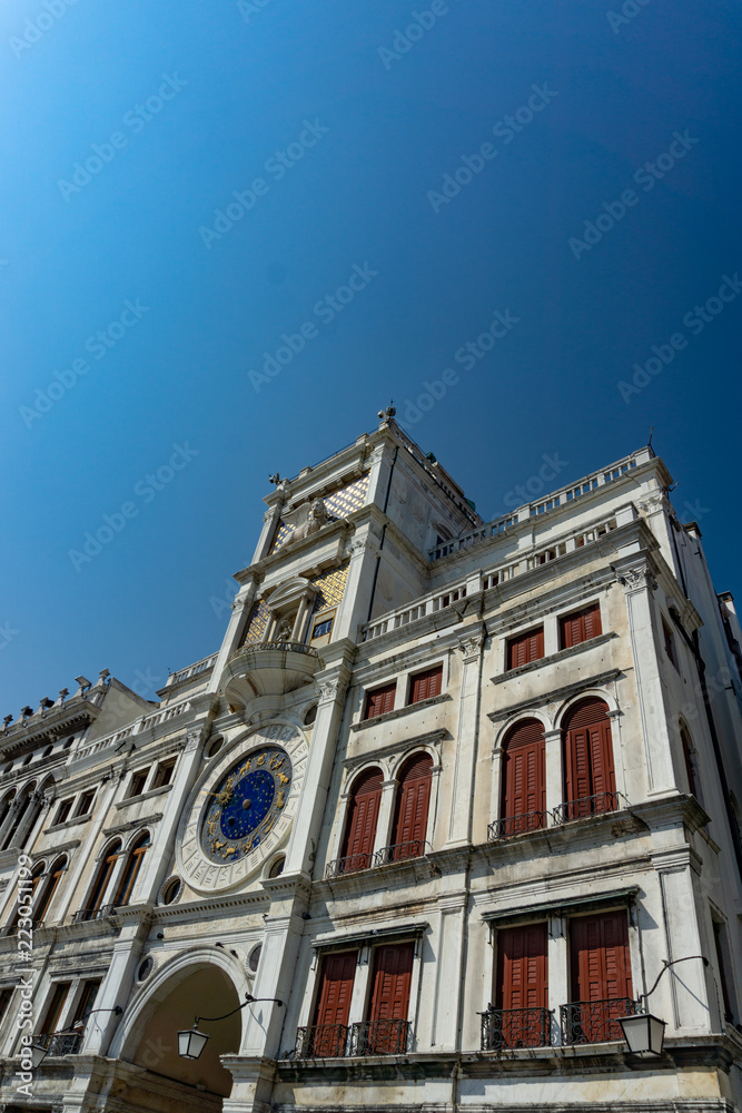 The clock tower of St. Mark square (Torre dell'Orologio di piazza San Marco) in Venice, Veneto, Italy