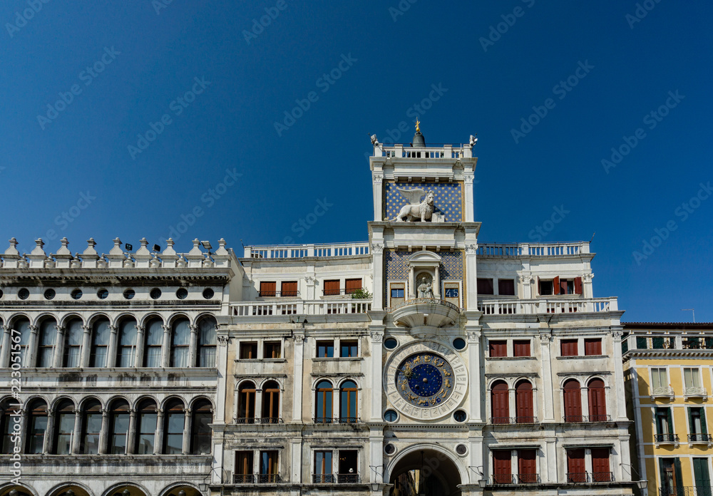 The clock tower of St. Mark square (Torre dell'Orologio di piazza San Marco) in Venice, Veneto, Italy