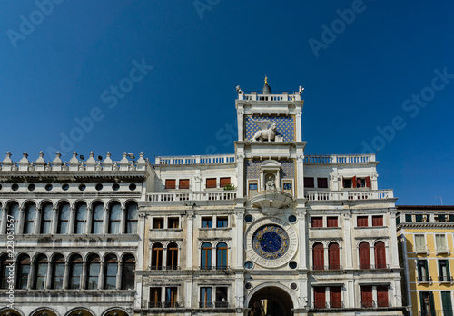 The clock tower of St. Mark square (Torre dell'Orologio di piazza San Marco) in Venice, Veneto, Italy