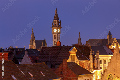 Gent. Roofs and towers of the old city. © pillerss