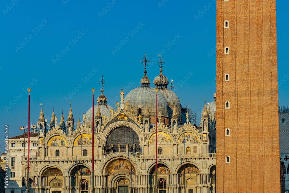 San Marco square with Campanile and Saint Mark's Basilica. The main square of the old town and main travel attractions in Venice, Veneto, Italy