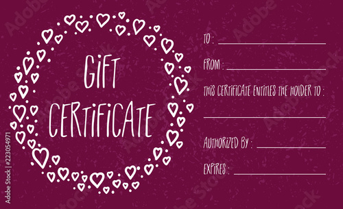 Red Love Heart Vector Textured Gift Certificate