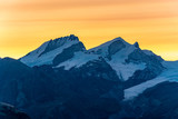 Beautiful sunrise colours above a mountain range