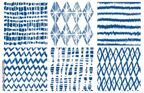 Shibori dye tie geo vector seamless pattern indigo photo