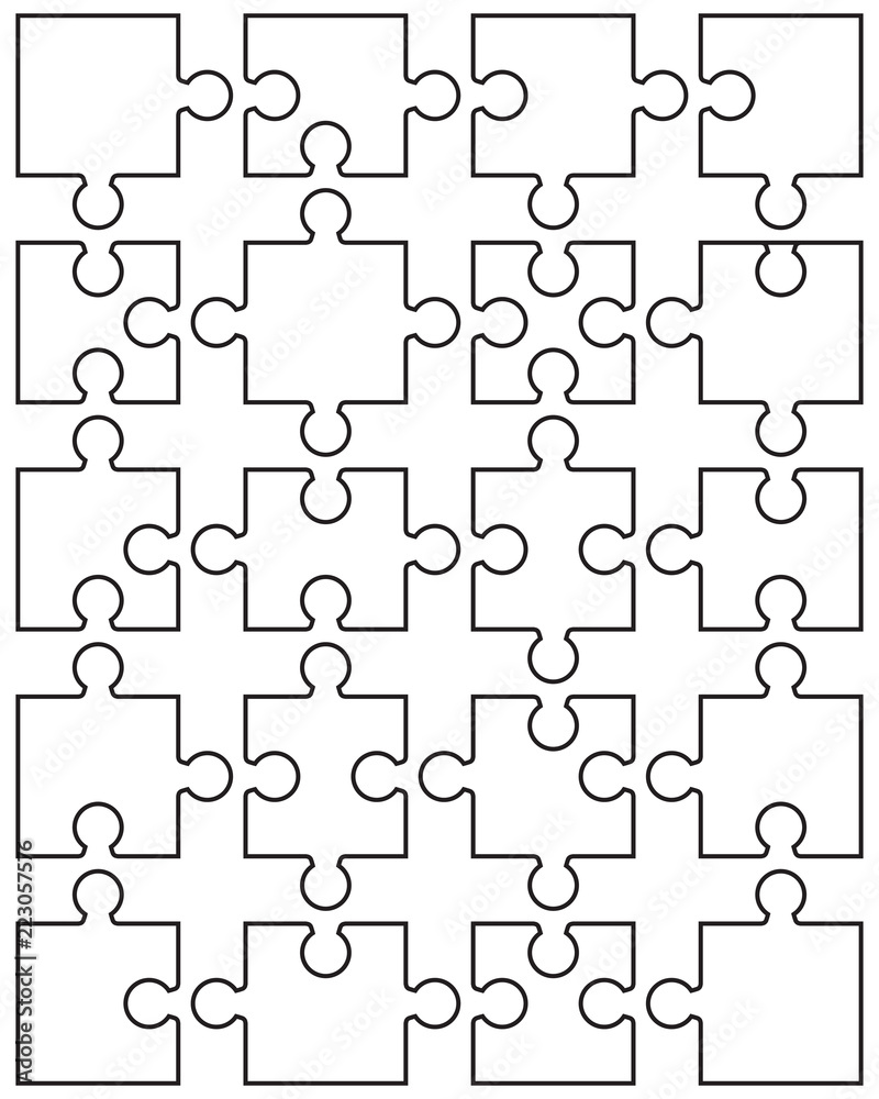 Vector illustration of white puzzle, separate pieces