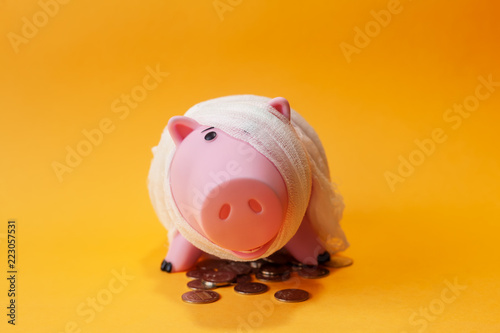 poor injured piggy bank toy photo
