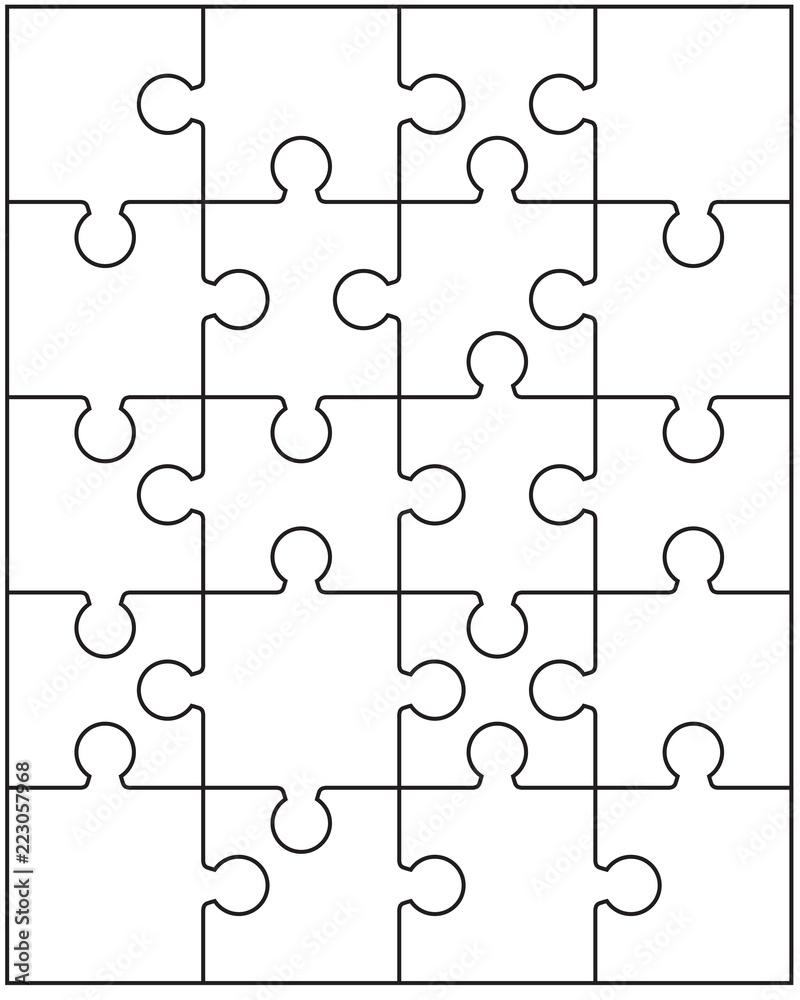 Vector illustration of white puzzle, separate pieces Vector illustration of white puzzle, separate pieces