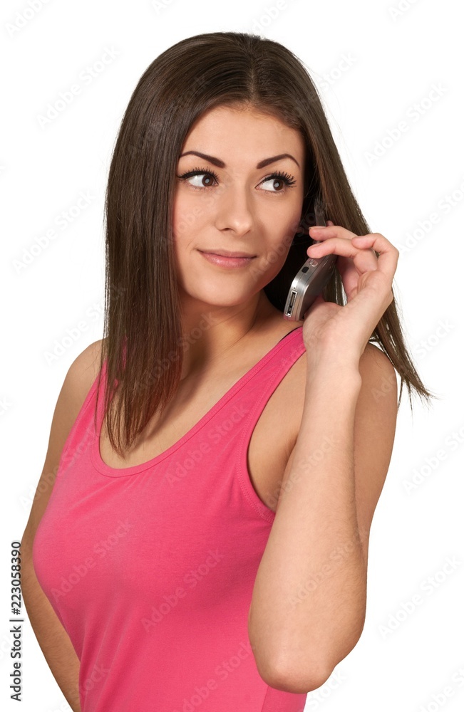 Young Woman Talking on Phone - Isolated Young Woman Talking on Phone - Isolated