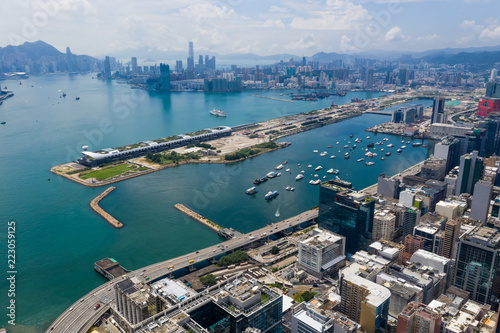 Aerial view of Hong Kong skyline