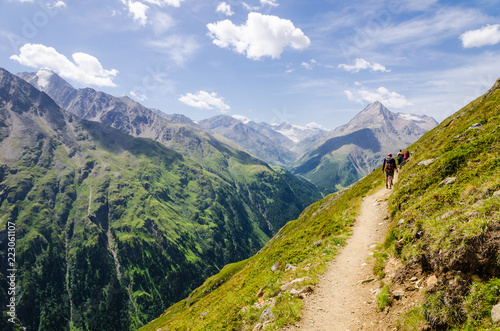 Panorama trail of Vent in the Oetztal Nature Reserve, Austria – This trail is part of the long distance hiking trail E5 crossing the European Alps from Germany to Italy. 