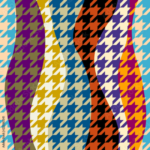 Seamless geometric pattern. Classic Hounds-tooth pattern in a patchwork collage style. Vector image. photo