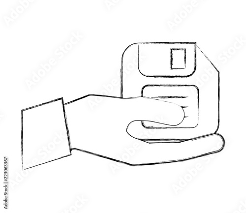 hand holding floppy disk archive file