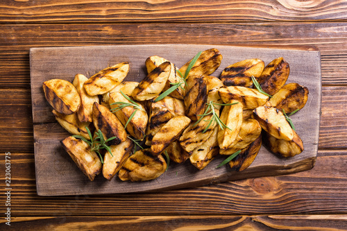 Homemade grilled potatoes with rosemary
