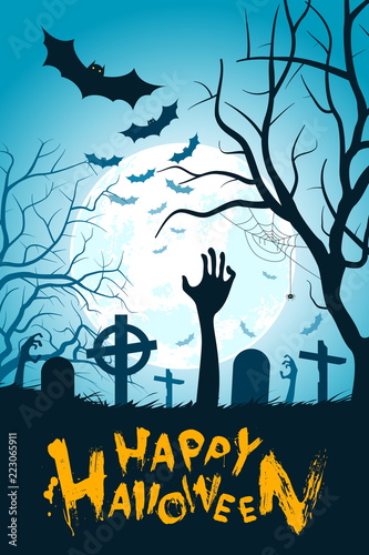 Halloween Background with Zombie Hands