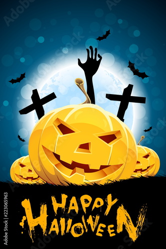 Halloween Background with Pumpkins