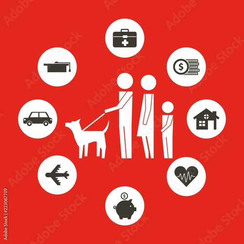 parents and son with dog family protection