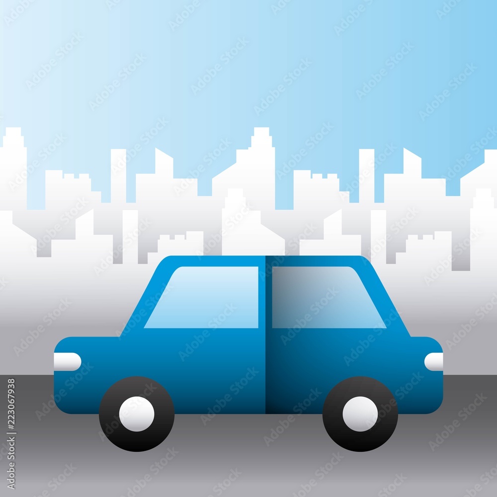 blue car vehicle transport city family protection