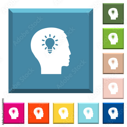 Idea white icons on edged square buttons