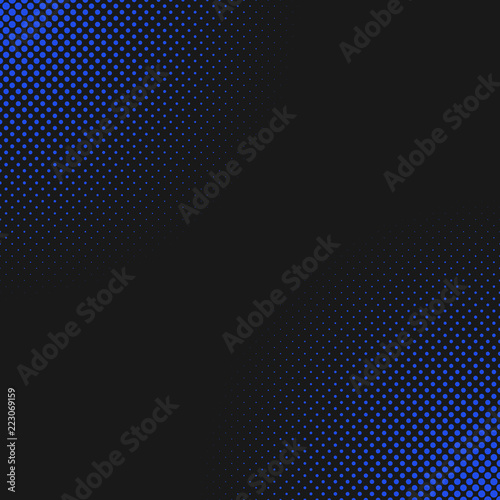 Abstract geometrical halftone dot pattern background - black and blue vector graphic design