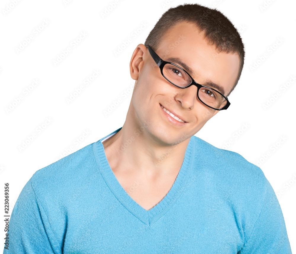 Young Smiling Man with Glasses - Isolated