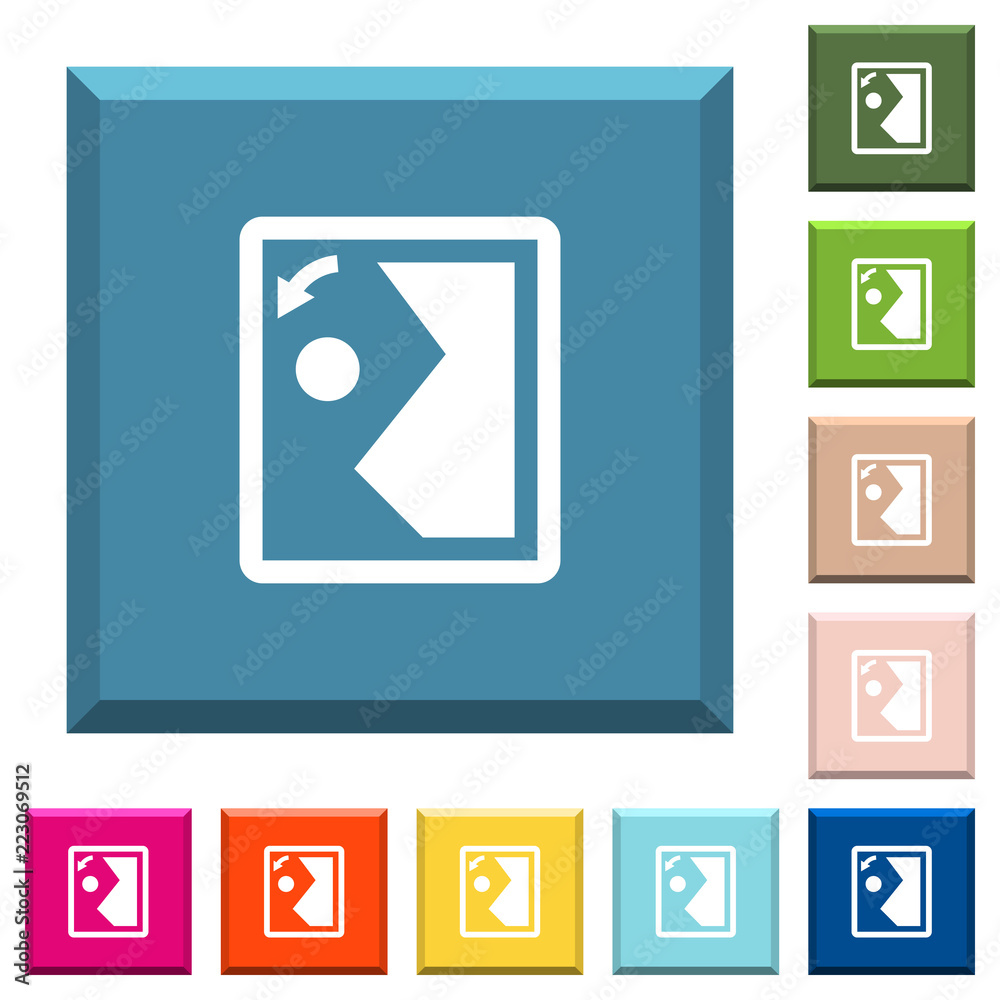 Rotate image left white icons on edged square buttons Rotate image left white icons on edged square buttons