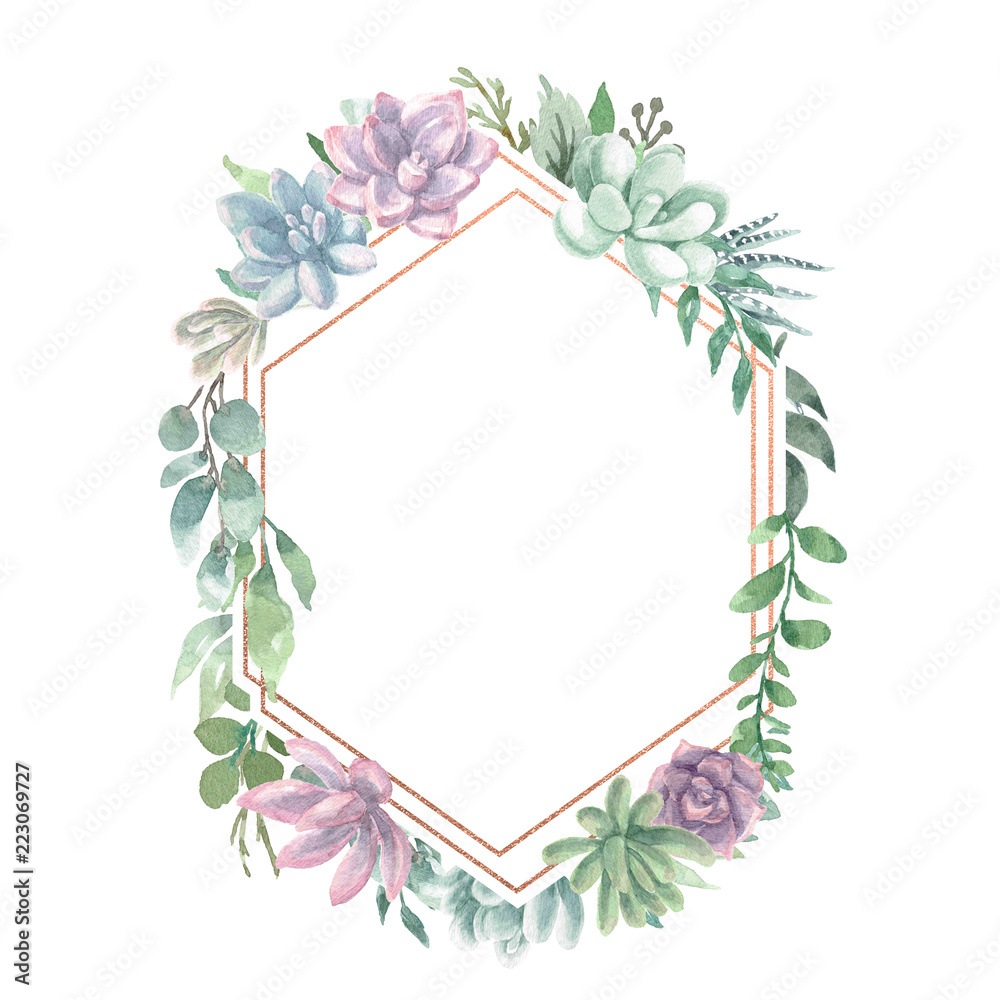 Fototapeta premium Watercolor Geometric Frame