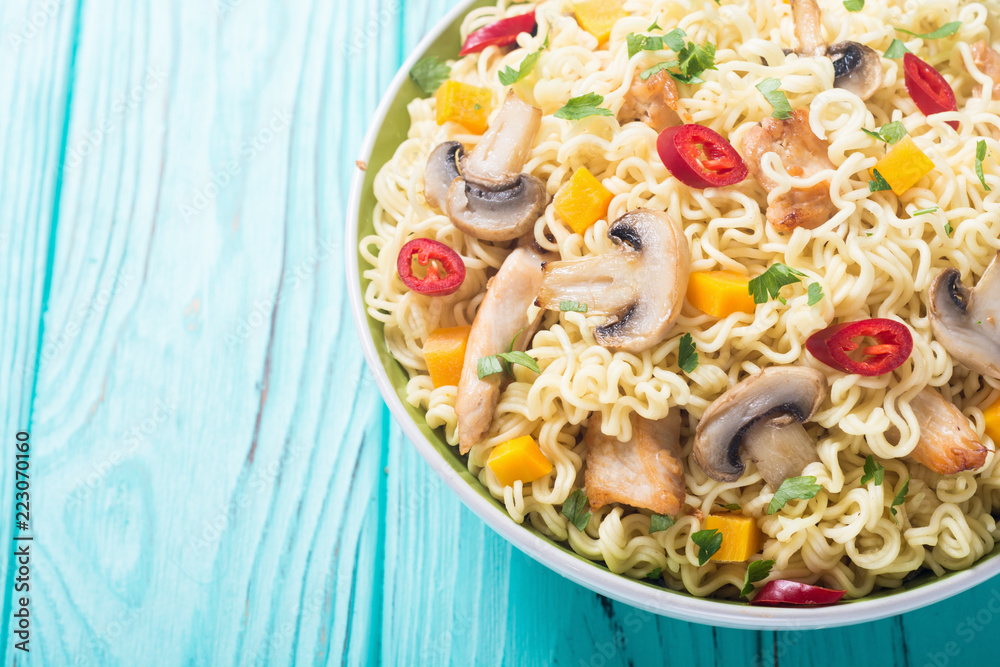 Instant noodles in bowl Instant noodles in bowl
