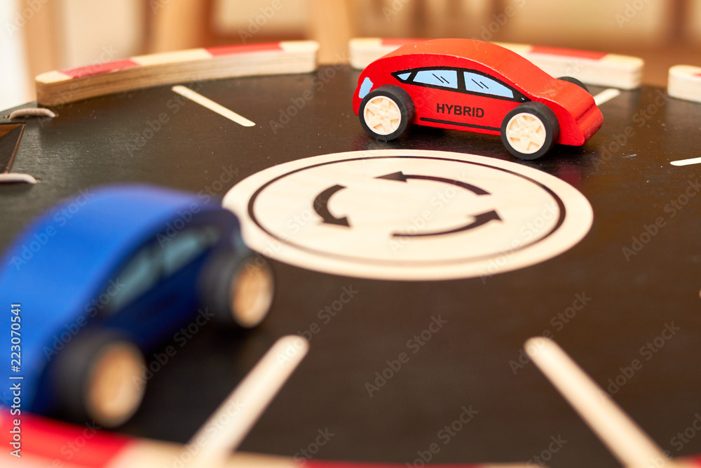 Obraz premium wood cars toy parking garage hybrid