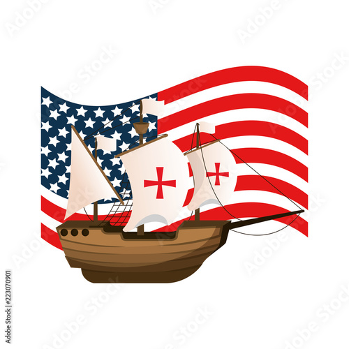 usa flag and ship navigation transport