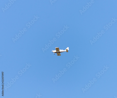 airplane against blue sky