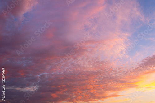 Fiery orange sunset sky. Beautiful sky. © donikz