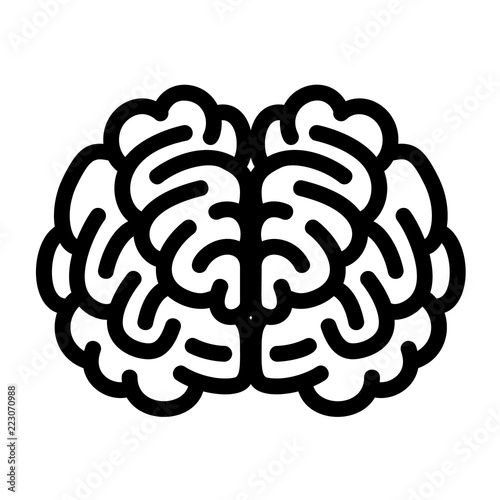 Front side brain icon. Outline front side brain vector icon for web design isolated on white background