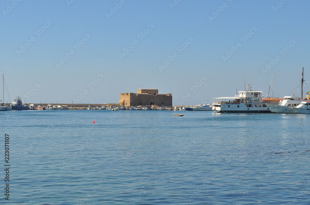The beautiful ports old, Castle of Pafos in Cyprus