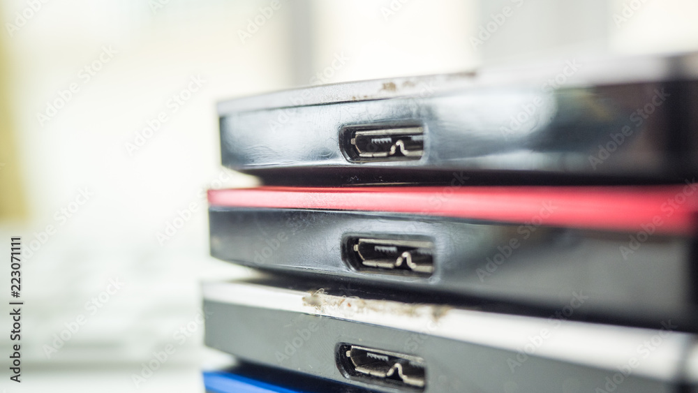 external hard disk colorful close up external hard disk colorful close up