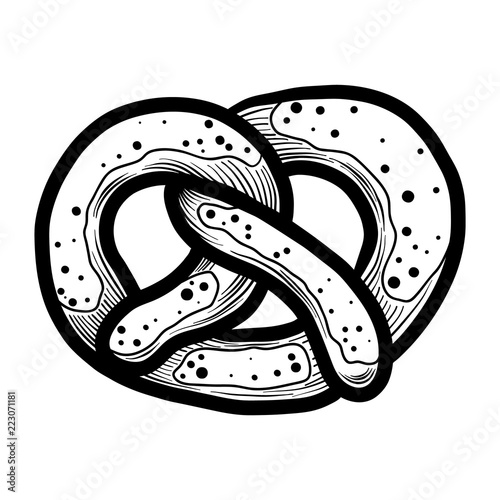 Bavarian pretzel icon. Hand drawn illustration of bavarian pretzel vector icon for web design