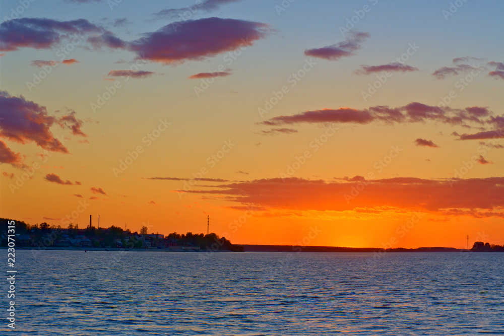 The Volga River at sunset. Kostroma, Russia.