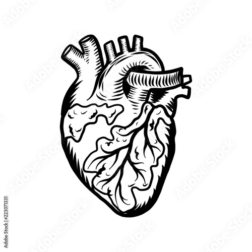 Tattoo heart icon. Hand drawn illustration of tattoo heart vector icon for web design