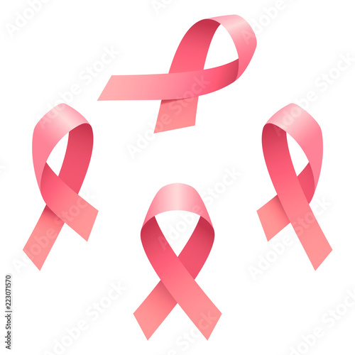 Breast cancer ribbon icon set. Isometric set of breast cancer ribbon vector icons for web design isolated on white background