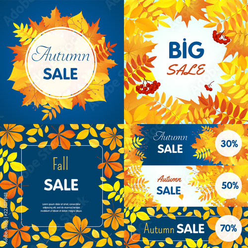 Final autumn sale banner set. Flat illustration of final autumn sale vector banner set for web design